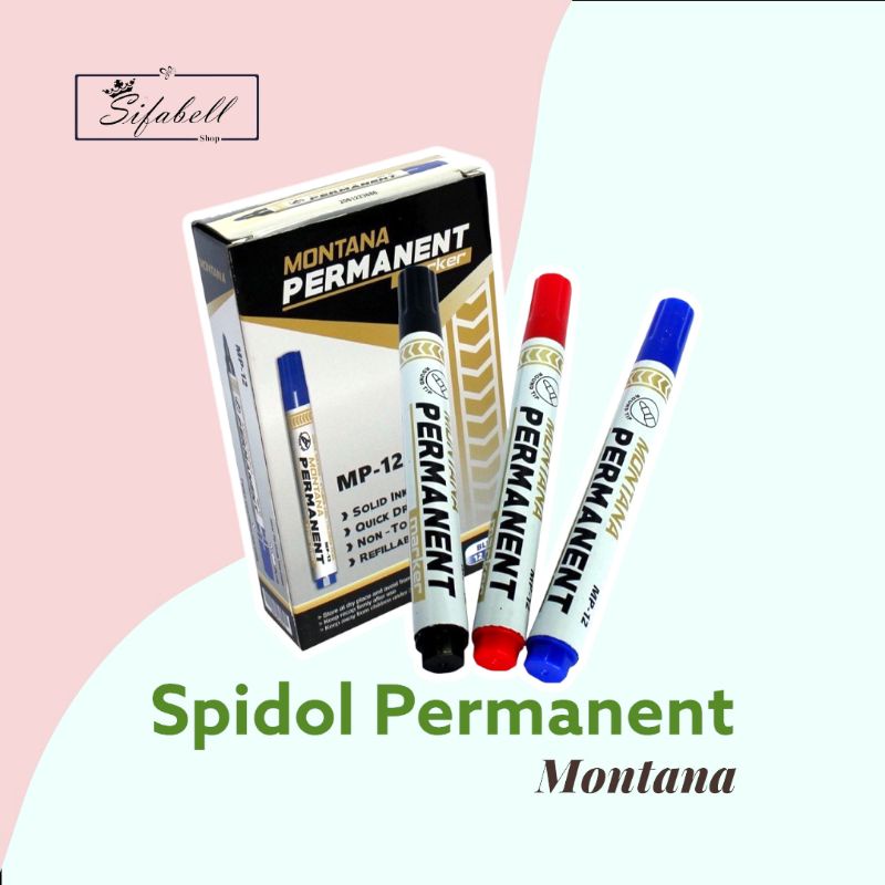 Spidol Permanen Hitam Montana MP-12 Sepidol Hitam Warna Permanent Marker MP12 Ecer Alat Tulis Tinta