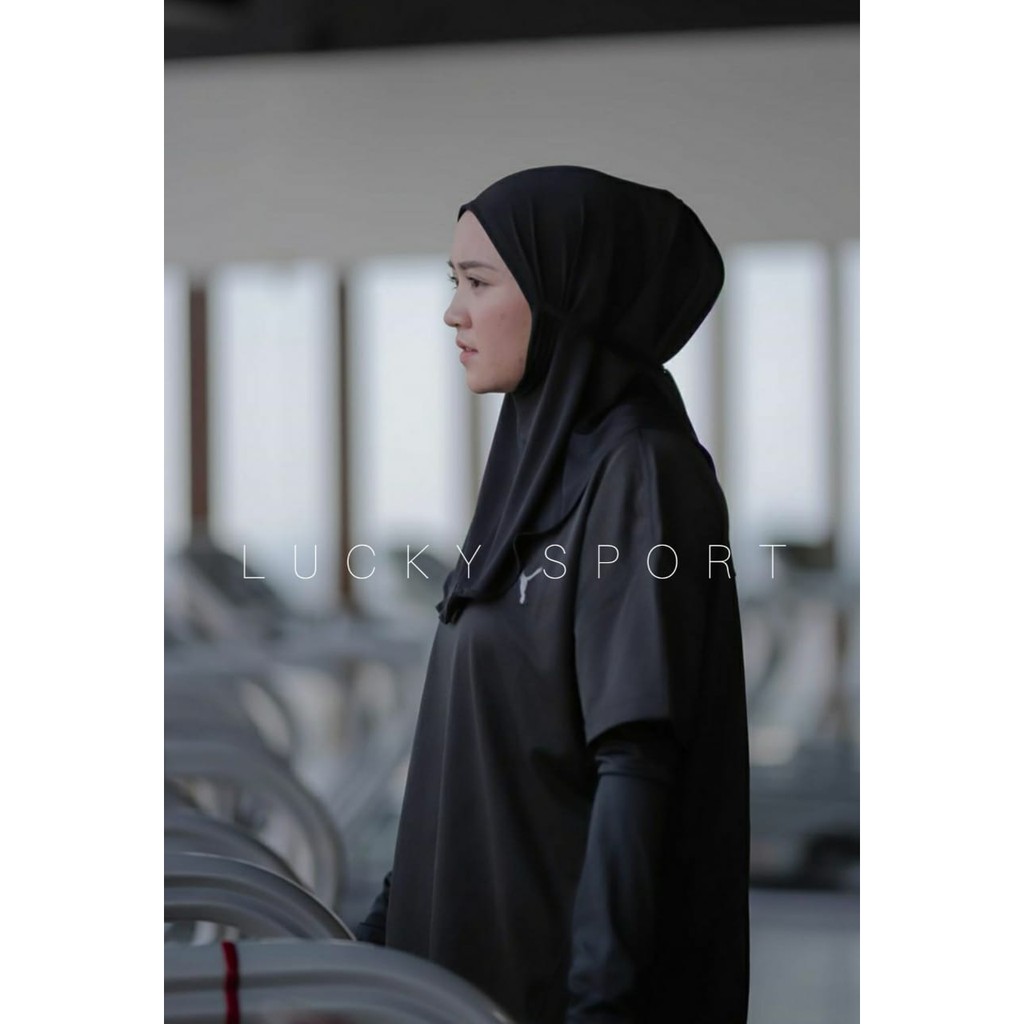 hijab jilbab sport olahraga Hijab Bergo instan bergo sport Non pad Stretch elastis By Lucky Sport