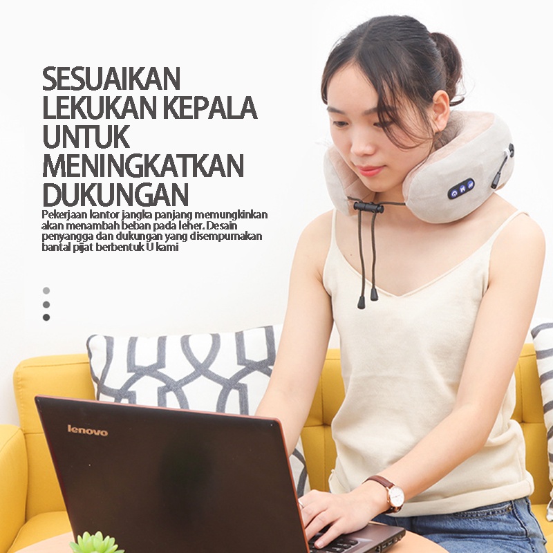 PROMO Benbo bantal pijat bentuk U/getaran pijat hangat bantal leher berbentuk U/Pijat leher/Bantal leher untuk bepergian