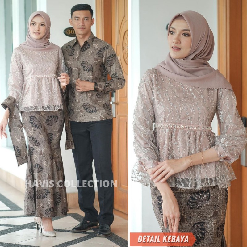 Batik Brokat Couple Kebaya Modern, Kebaya Tunangan Lamaran, Kebaya Wisuda, Baju Kebaya Kondangan