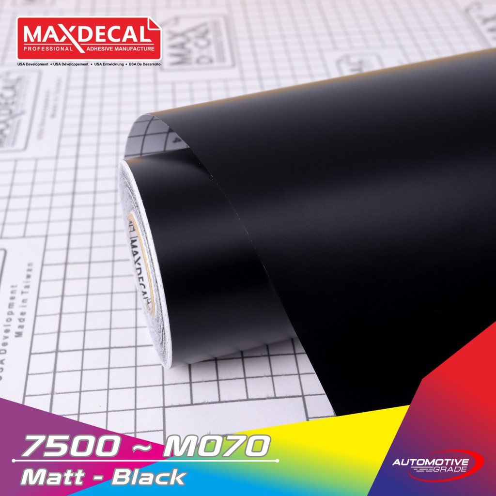 MAXDECAL 7500 M070 Black Hitam Sticker Skotlet Doff Matt Matte