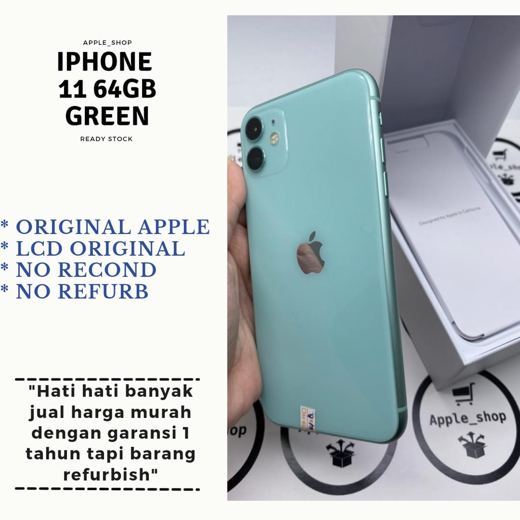 iphone 11 64gb green Lcd Original Mulus Original Bukan Refurbish / Rekondisi