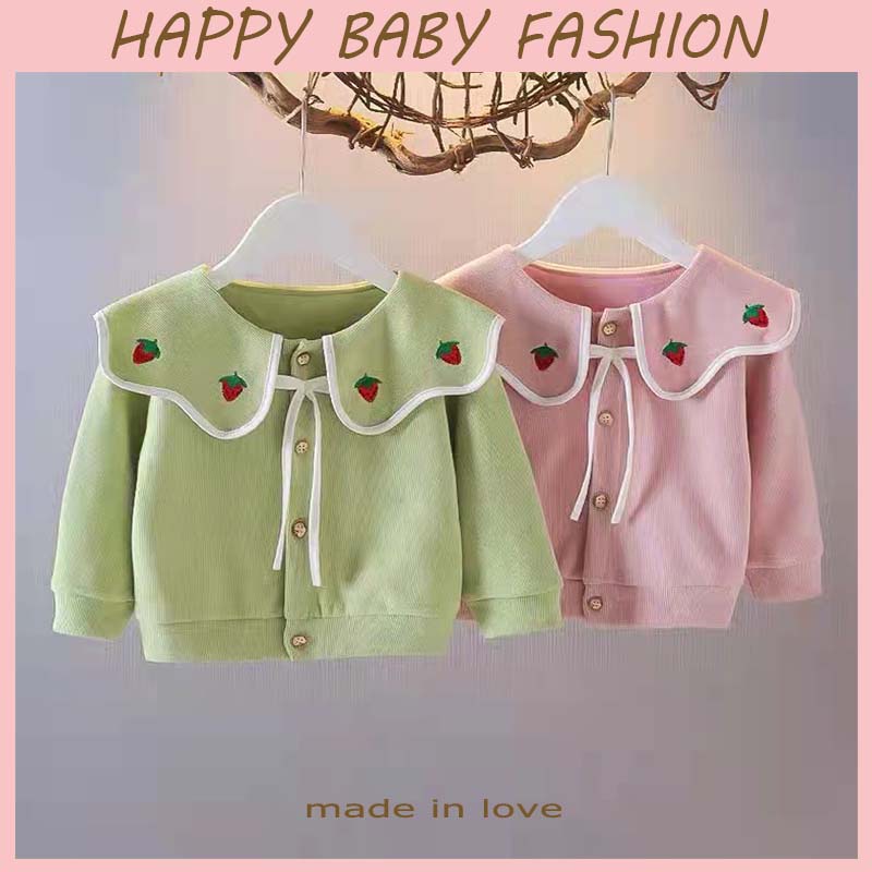 【Happy Baby】0-8Tahun WT01 Sweater Kancing Style  Tali Strawberry