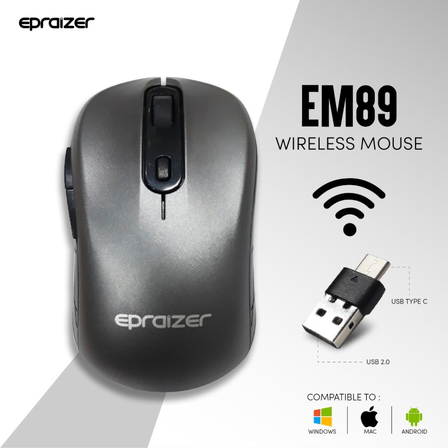 MOUSE WIRELESS EPRAIZER EM-89 USB TYPE C AND A - MAC SUPPORT