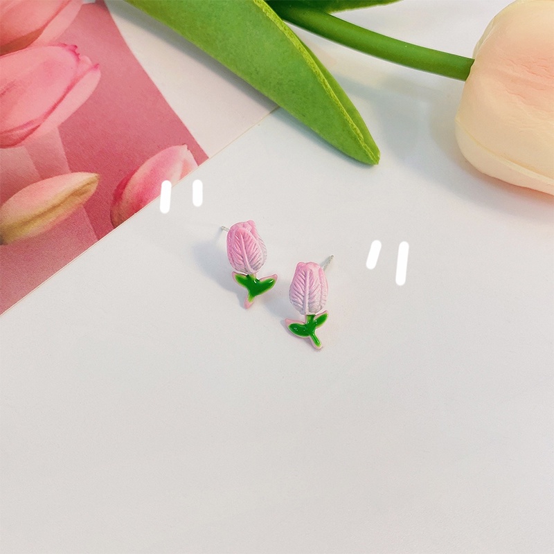 Anting Bentuk Tulip Warna Pink Untuk Wanita