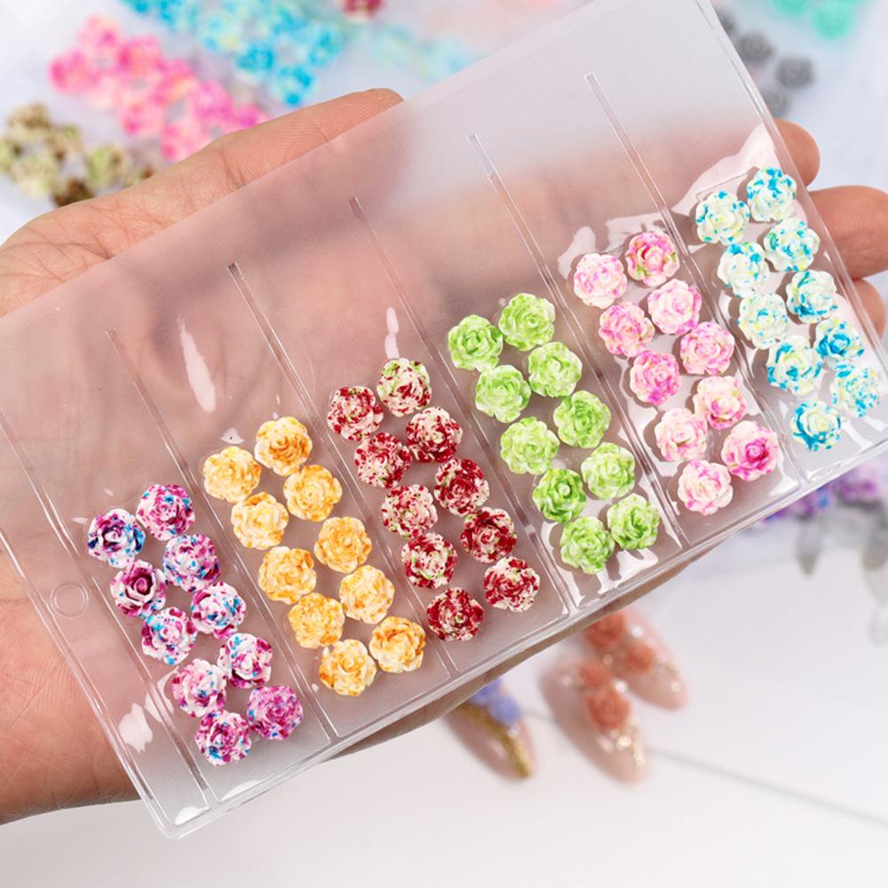 Mxbeauty 3D Mawar Resin Bunga Salon Warna-Warni Indah Permen Color Petal Nail Perhiasan Nail Rhinestones