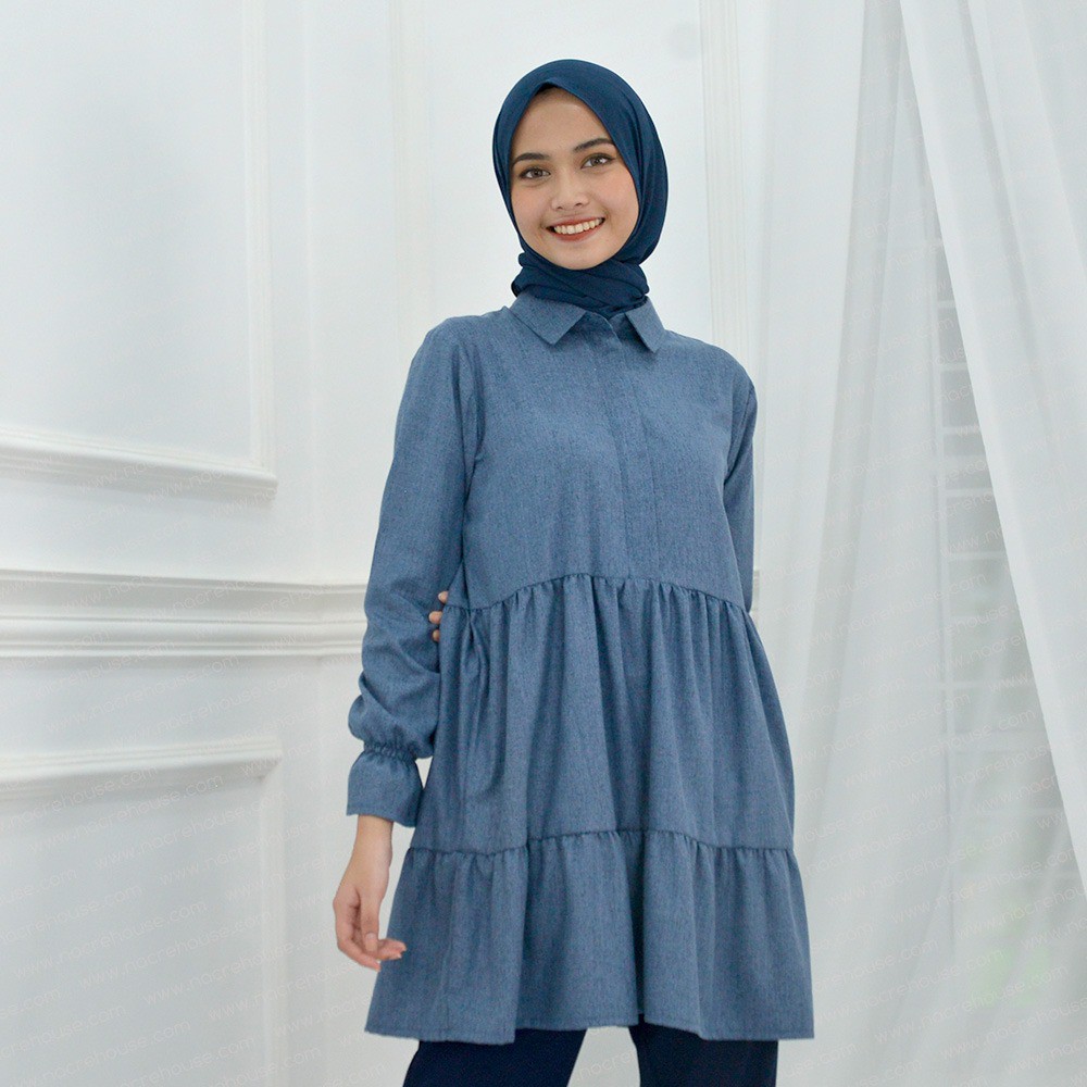 NACRE LAURA TUNIK ATASAN WANITA TUNIK POLOS BAHAN KATUN MADINAH