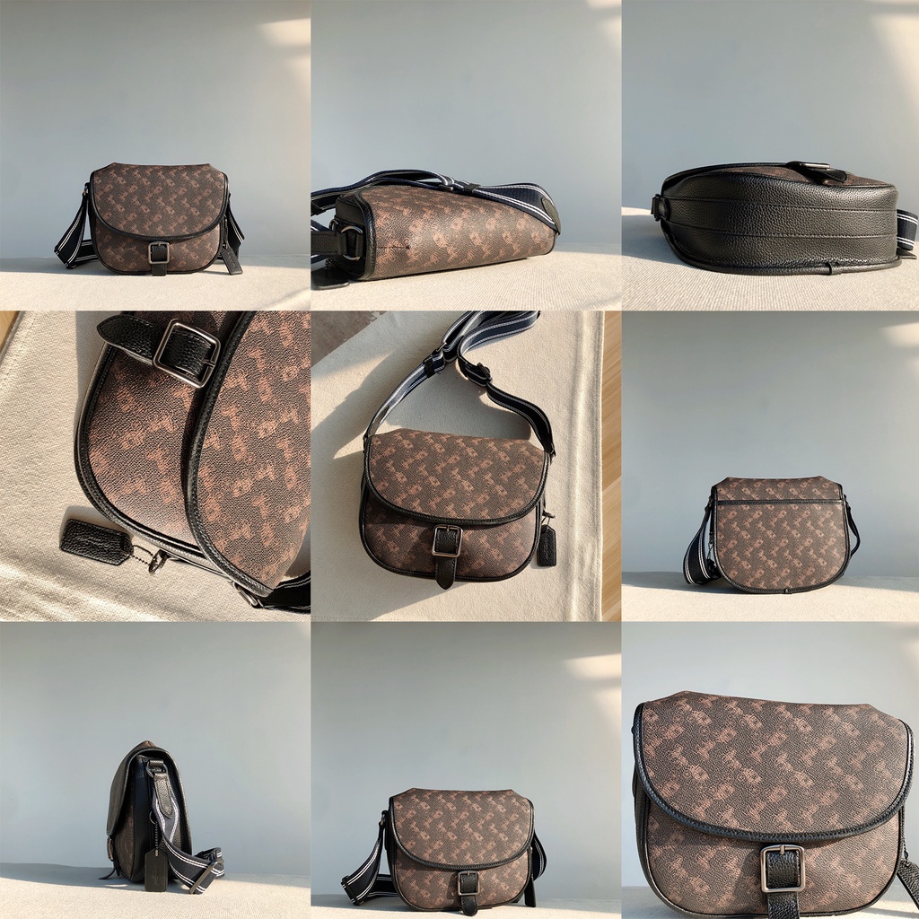 (SameDay Grab) 5383 coach Hitch Crossbody With Horse And Carriage Print Women Men Sling Saddle Bag