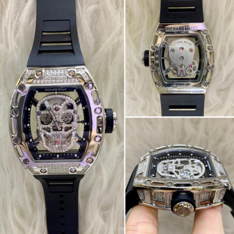 JAM TANGAN PRIA RM SKULL BLING  SUPER MATIC SWISS