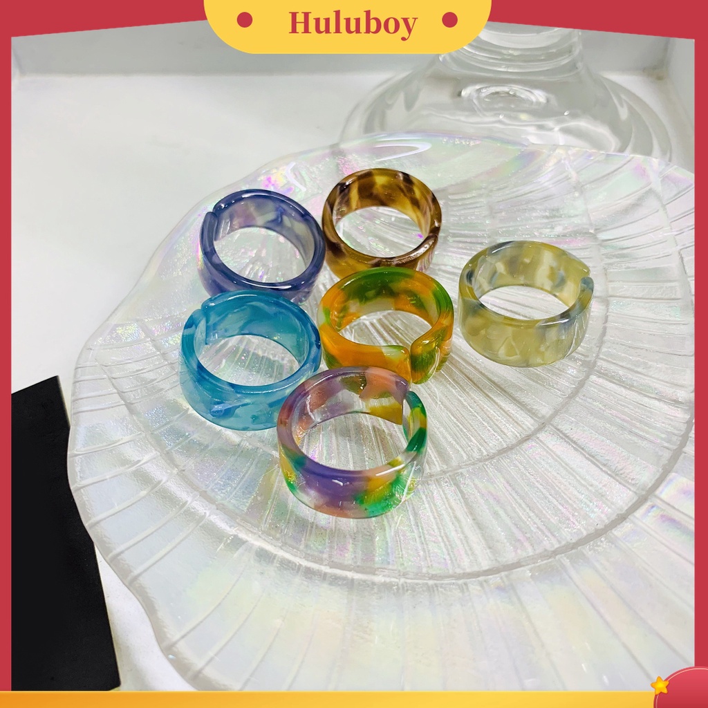 Huluboy Cincin Adjustable Bentuk C Bahan Resin Tebal Warna-Warni Untuk Pesta