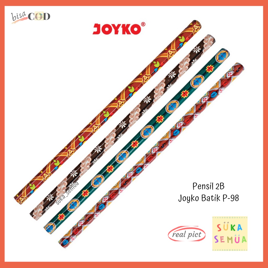 

Pensil 2B Joyko Batik P-98 // Pinsil Pencil Kayu Serut Motif Warna Cerah Motif Parang Sidoluhur - alat tulis kantor cocok untuk anak sekolah kuliah kerja - lucu murah bisa COD ( Bandung )