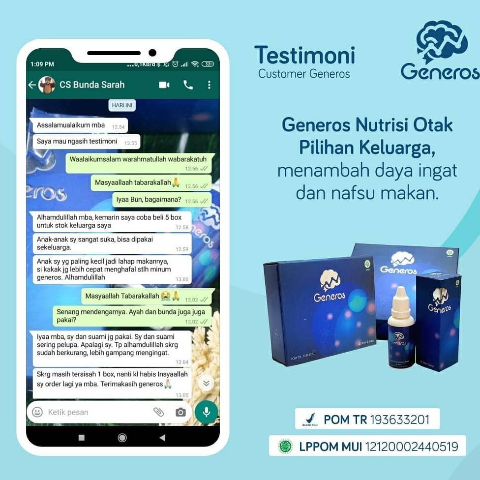 Generos - Suplemen Vitamin Otak Anak / Konsentrasi &amp; Daya Ingat TERAPI TERLAMBAT BICARA SPEECH DELAY