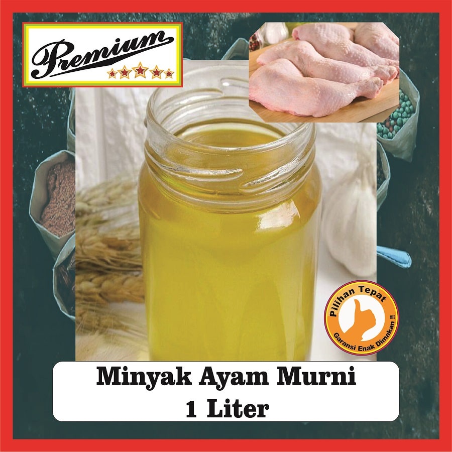 

MINYAK AYAM MURNI 1 LITER Premium Gurih Wangi Halal Asli Banyak Manfaat & Kegunaan untuk Aneka Masakan dan juga Nasi Goreng Bakso Cairan Chicken Oil Essen Flavor Essence Flavour Ekstrak