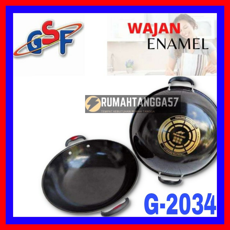 WAJAN KUPING GSF 34CM HITAM / WAJAN ENAMEL GSF 34CM ANTI LENGKET / PENGGORENGAN WAJAN ENAMEL KUPING 