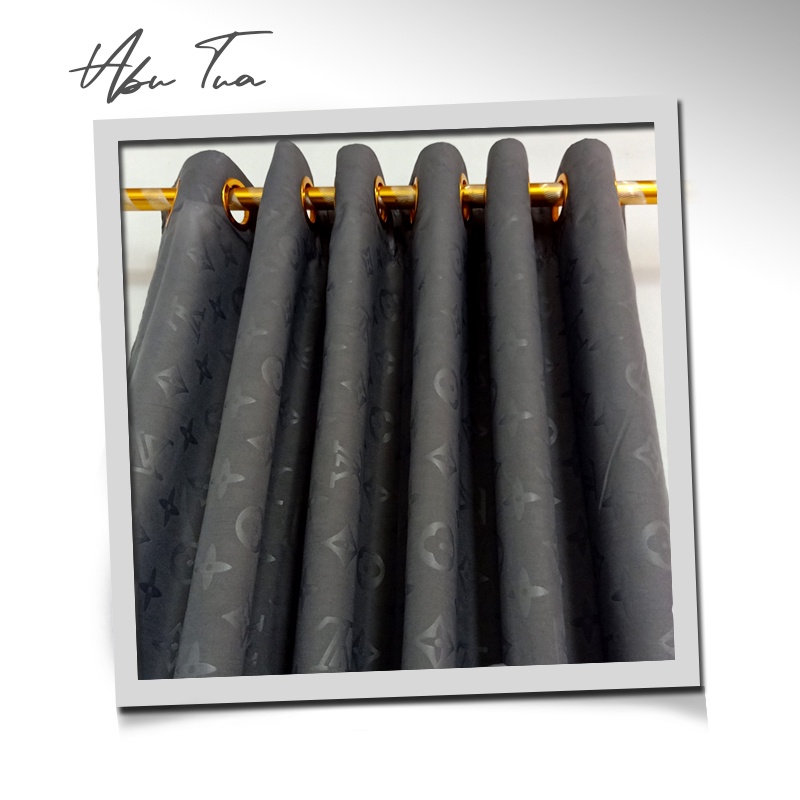 Gorden Polos Embos murah smokring 12 lubang Pintu Jendela Gorden Coklat polos Gordyn Hordeng Tirai-ABU TUA T220X135