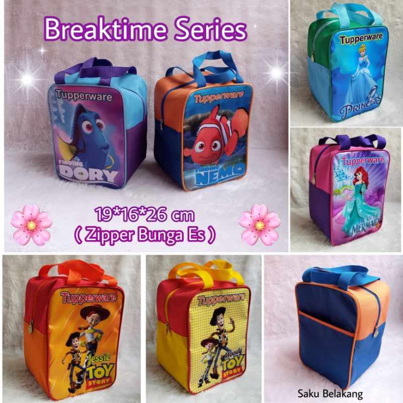 Breaktime Series Lunch Bag / tas bekal Nemo, Dory, Mermaid, Princess, Toy Story ( Zipper bunga Es )