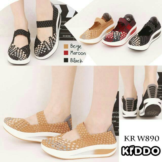 Sepatu Rajut KIDDO W890 WEDGES ORIGINAL