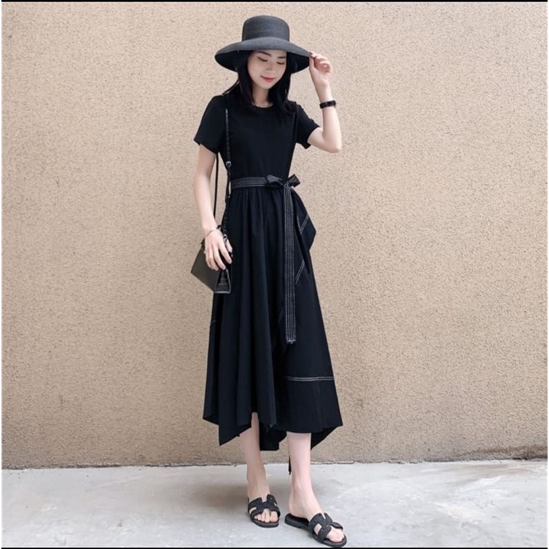 Fertia dress / midi dress hitam style korea