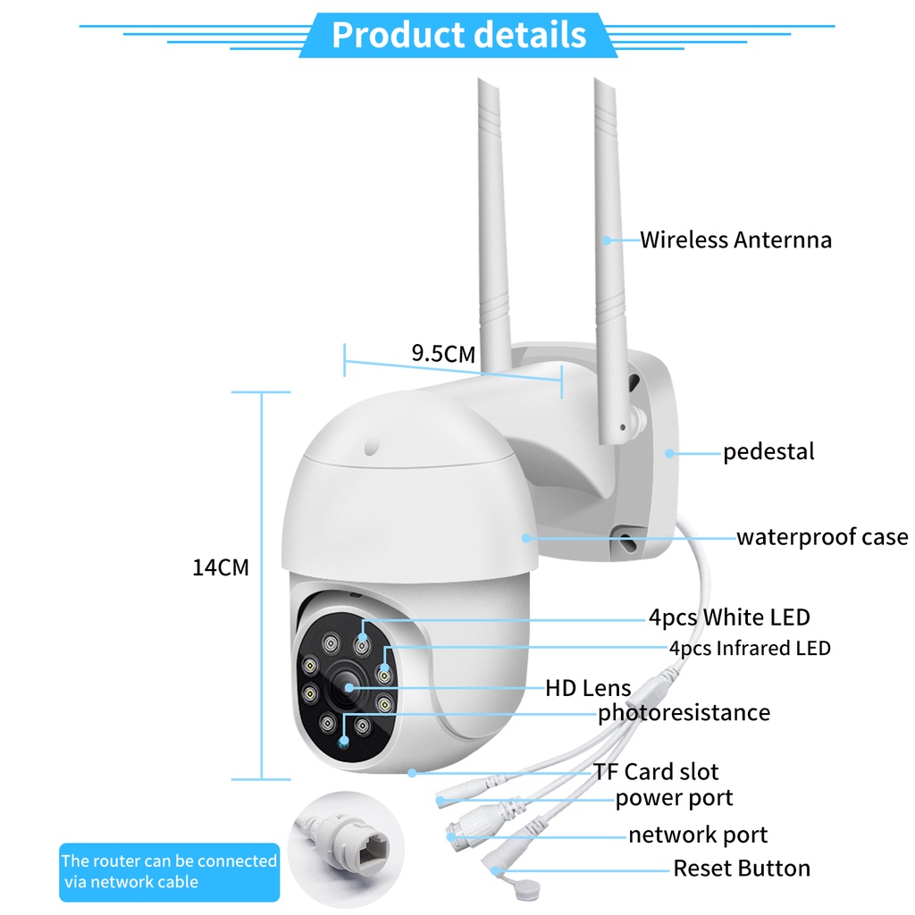 CCTV IP CAMERA OUTDOOR CCTV WIRELESS CCTV WIFI 1080P FULL HD PTZ PORTABLE TRACKING