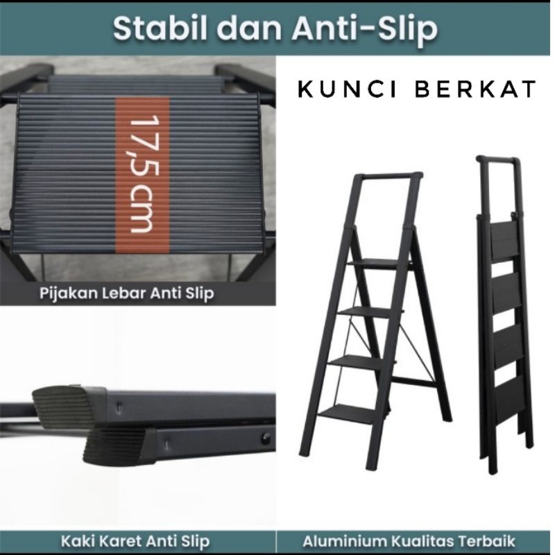 Tangga Hitam Liveo LV 184/Tangga Almunium Black/Ladder 4 step