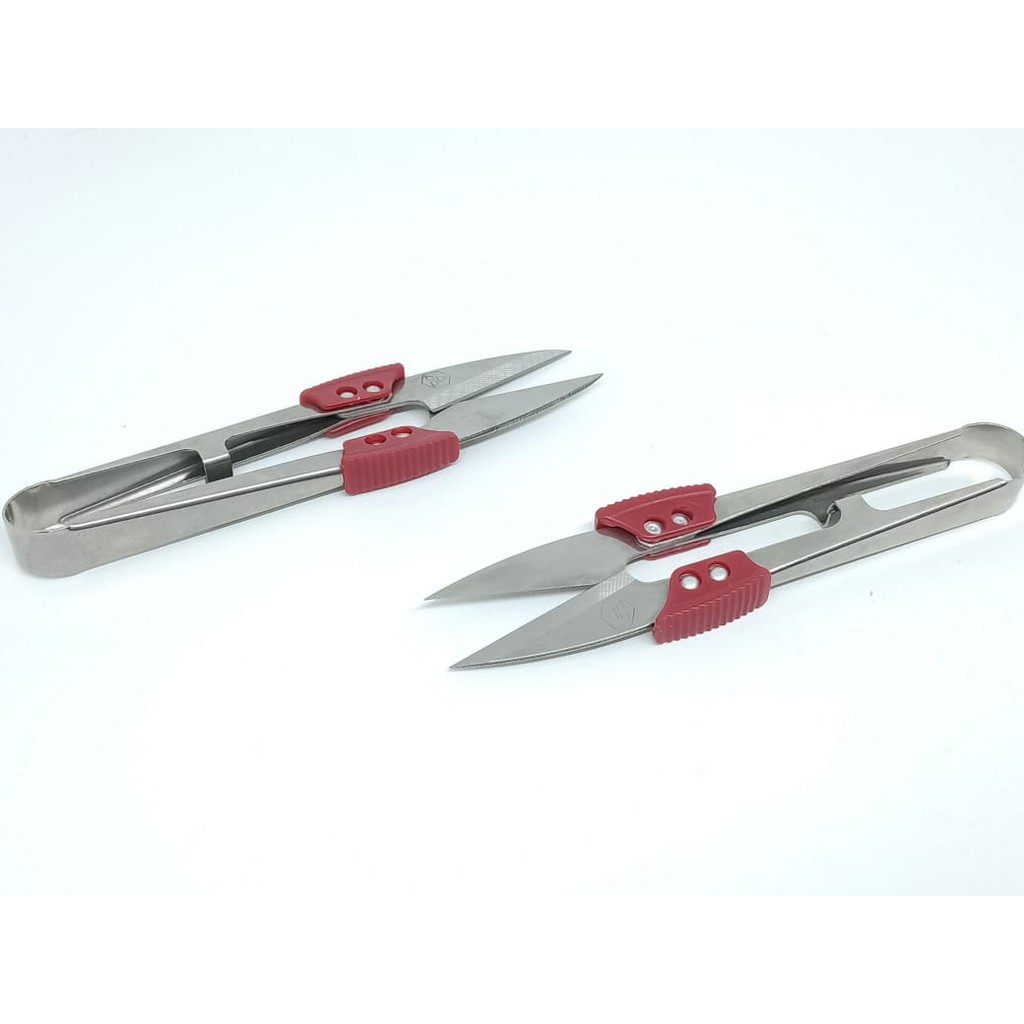 Gunting PIN 1433A Gunting Potong Benang / Cekris Stainless Merah