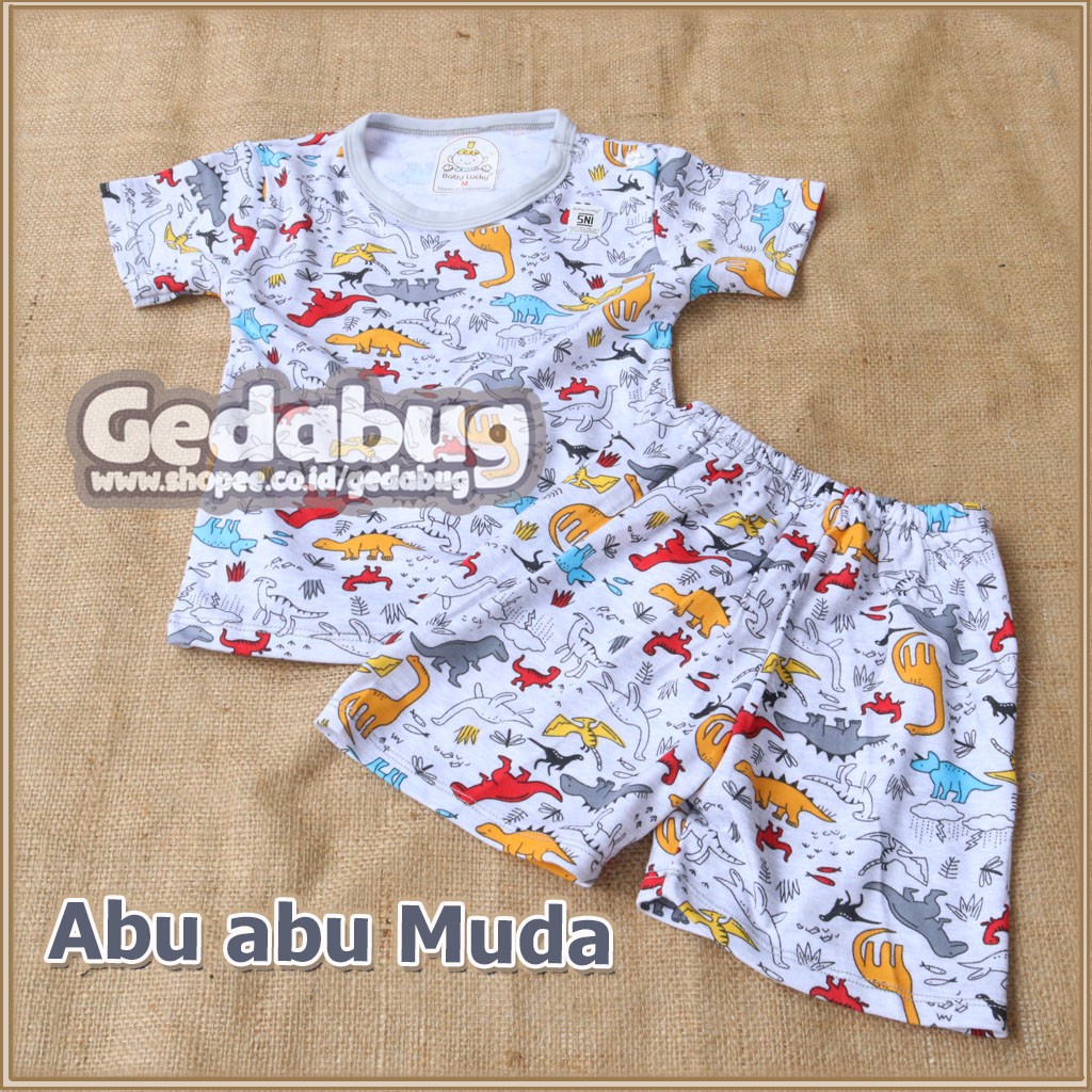 Setelan Piyama Baju tidur harian anak Kaos Lengan Pendek &amp; Celana Pendek Baby Lucky Standar SNI