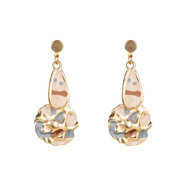 LRC Anting Tusuk Fashion Gold Drop Glazed Ear Studs F89465