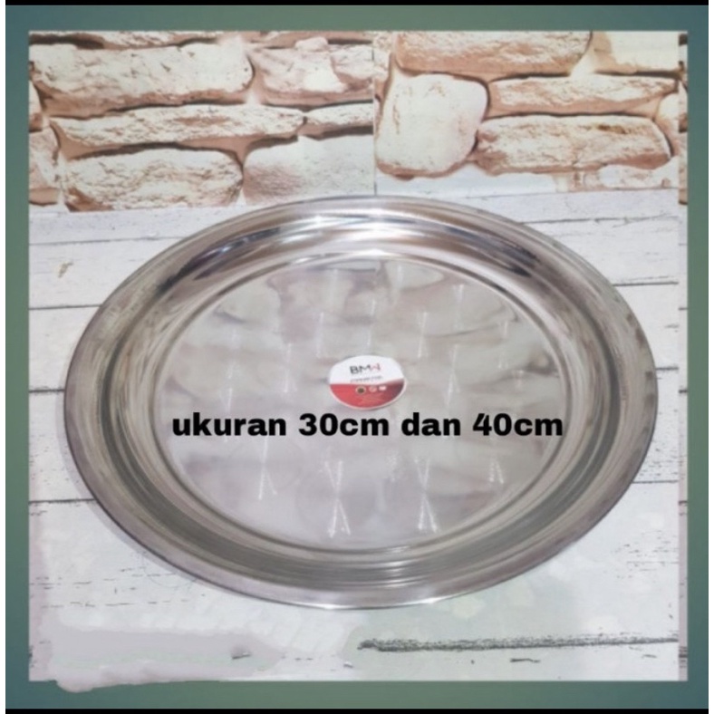 nampan bulat stainless steel 40cm / nampan stainless 30cm