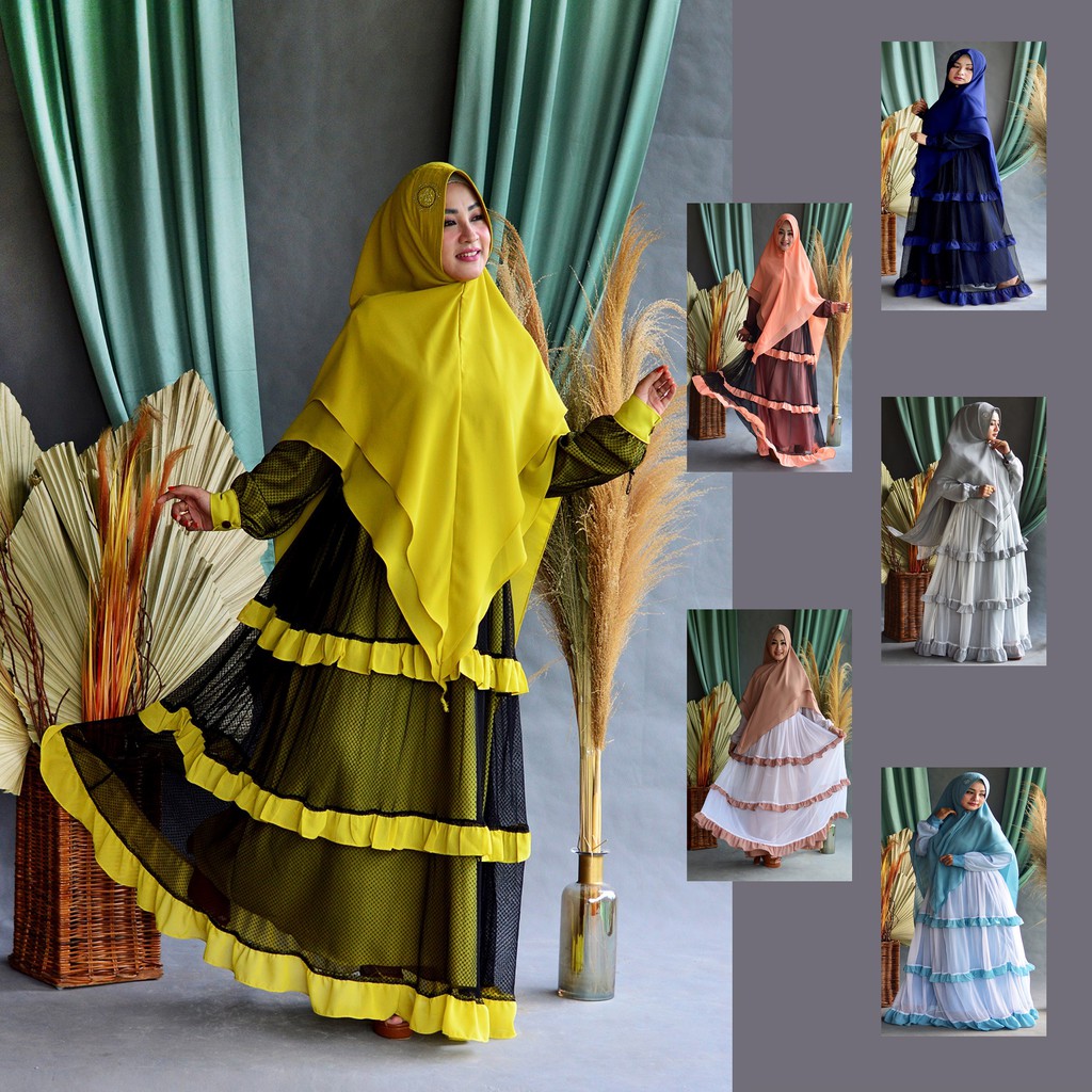 GAMIS MODERN SYARI RENDA TILE KUNING CANTIK