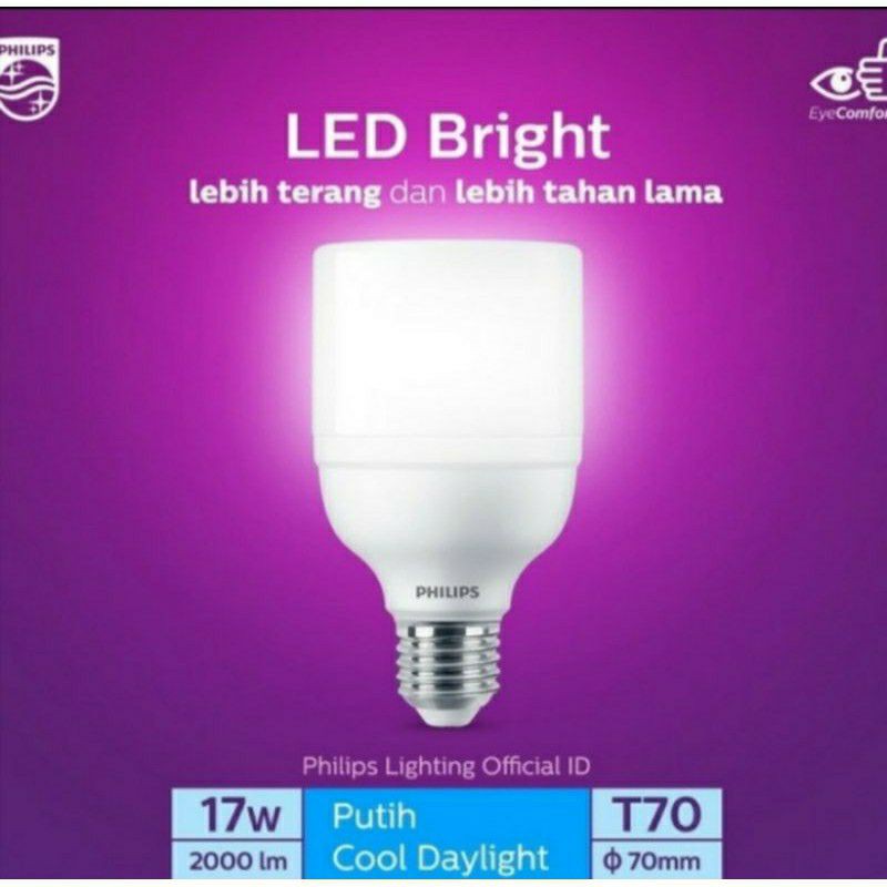 Philips LED Bright 9W, 11W, 13W, 17W, 20W, Cahaya Putih (6500K)