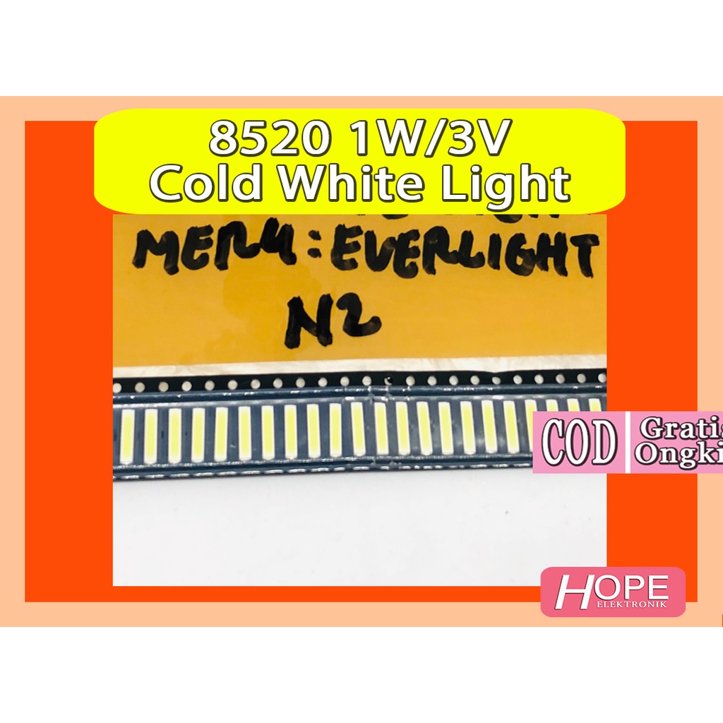 Lampu LED SMD 1w 3v 8520 untuk TV LED COLD White Light