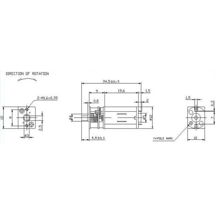 MINI MOTOR DC N20 LW G-66 12V 100RPM