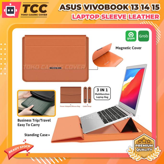Asus VivoBook 13 14 15 inch Tas Casing Stand Laptop Hand Bag Leather