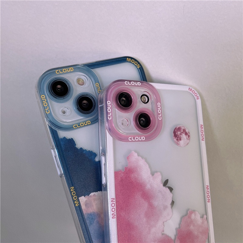 Art style Clouds Straight Cube Edge transparent Case For iPhone 11 Pro Max 11 Pro 11 XS Max XR XS X 7 8 6 6S Plus SE 2020 Soft Cover