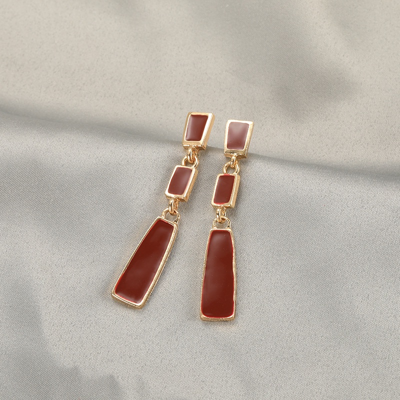 Sterling silver jarum Korea niche retro merah retro Korea jenis anting-anting panjang gaya dingin pr