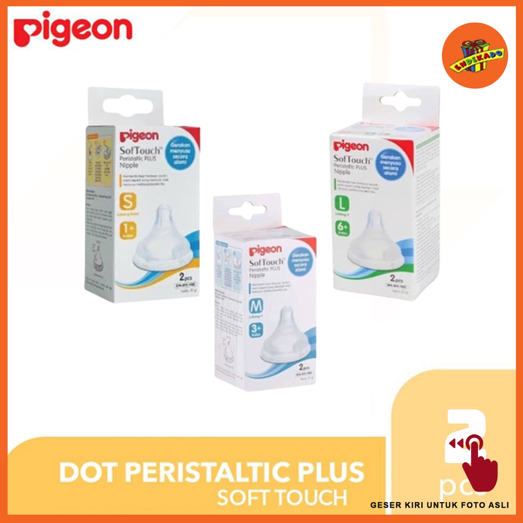 Pigeon Dot Soft Touch Peristaltic Plus Nipple isi 2 M/L