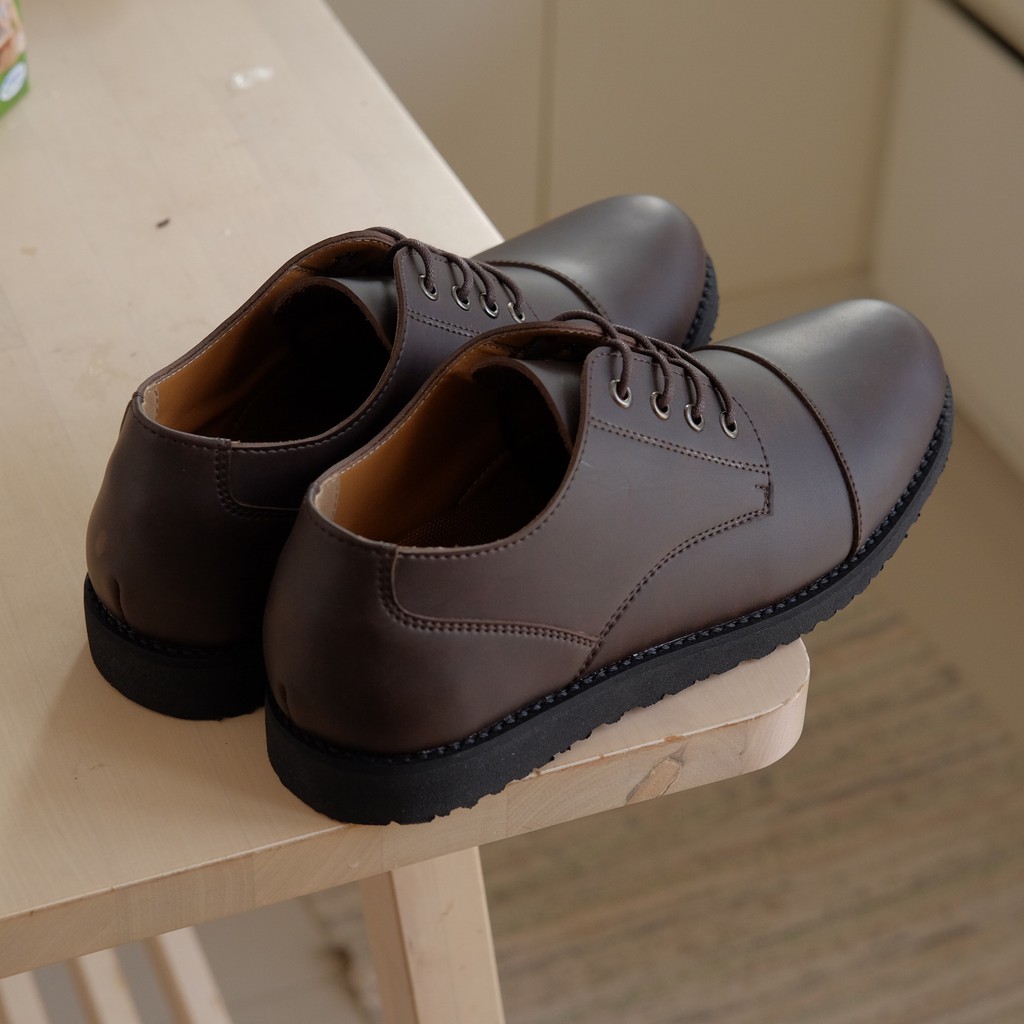 Elvaro Brown | Sepatu Pantofel Coklat Pria Casual Kerja Cowok Kantor Kasual Oxford | Oxwalker FORIND