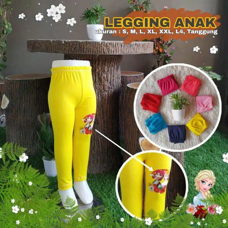 CELANA LEGGING ANAK MURAH KOMBINASI MOTE dan SABLON//SIZE S M L XL.XXL,L4,TANGGUNG,Size Tanggung Polosan