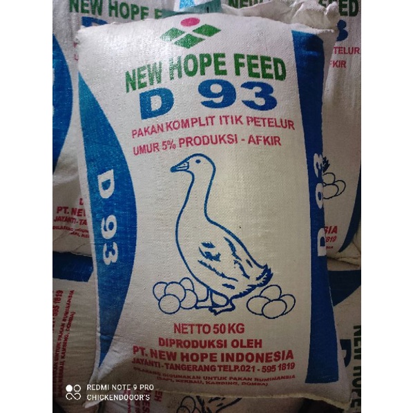NEWHOPE D93 NEW HOPE PAKAN KOMPLIT ITIK PETELUR D 93 PUR BEBEK TELUR 50KG MAKANAN BEBEK PETELOR TELO