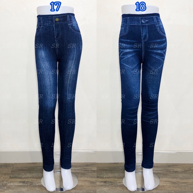 Legging Jeans Import Wanita Motif Sobek Ripped 3D Melar