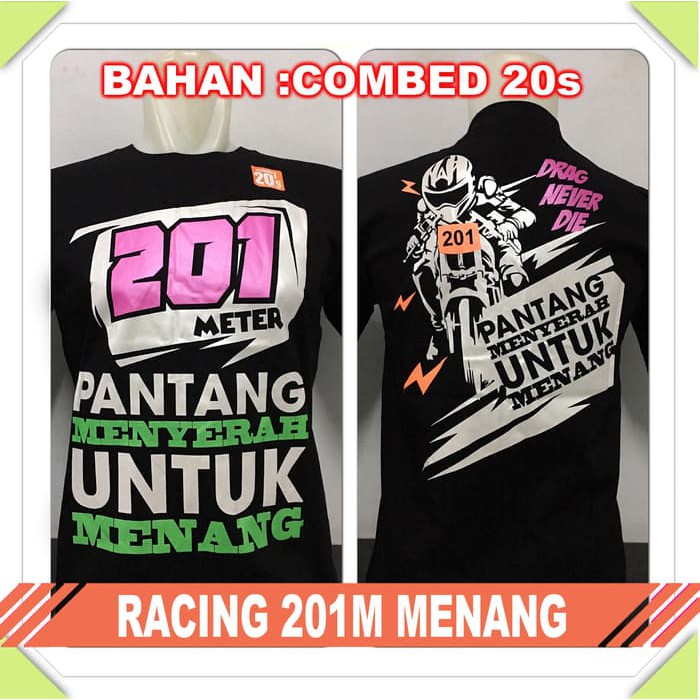 kaos baju distro drag racing RACING 201M MENANG - Hitam, L