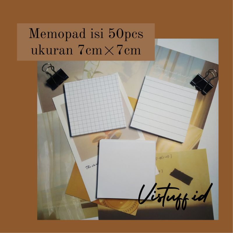 

[Vistuff.id] memopad grid line plain isi 50pcs memo kotak-kotak garis polos kosong memo print penpal bujo bullet journal kraft