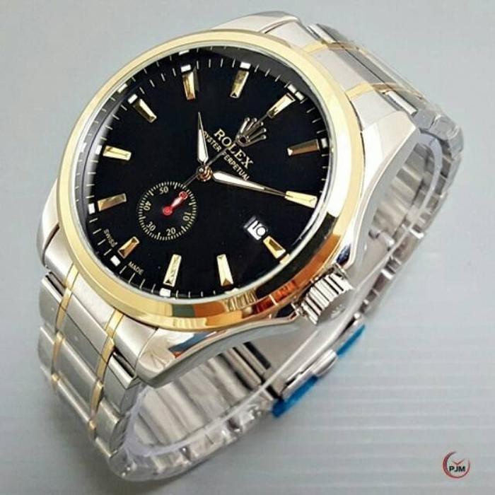 Jam Tangan Jam Pria Rolex Automatic - Kombinasi Hitam / Jam Pria Keren / Jam Rolex Rantai / Jam