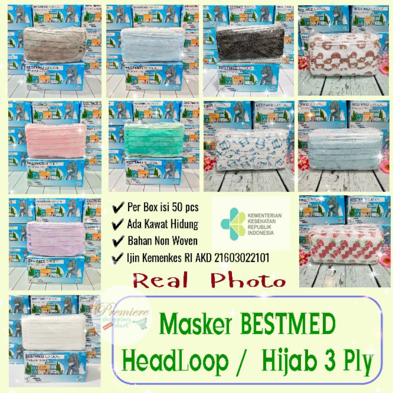 READY Masker Earloop BestMed 3 Ply - Medis Headloop Best Med Box isi 50 pcs-8