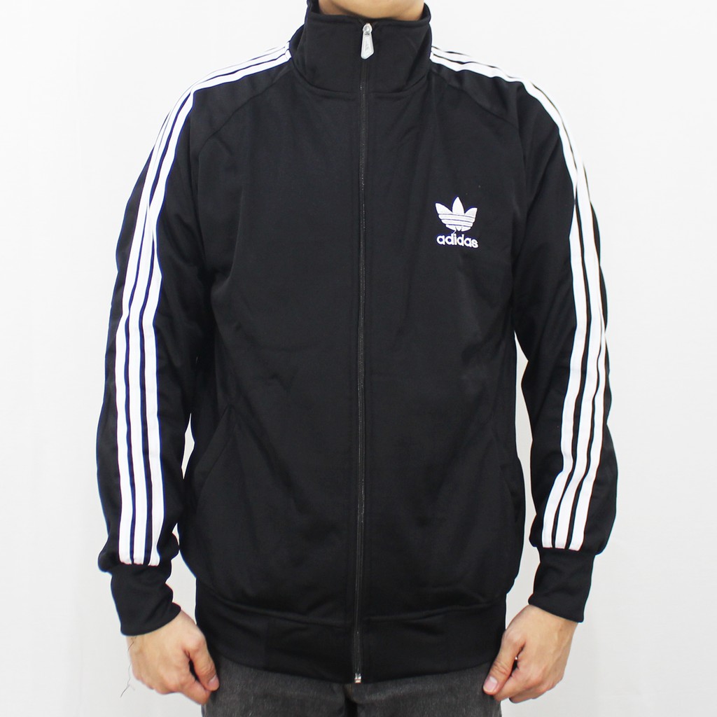 JAKET ADIDAS FIREBIRD HITAM LIST PUTIH - JAKET FIRE BIRD - JAKET OLAH RAGA PRIA - TRAINING OLAH RAGA