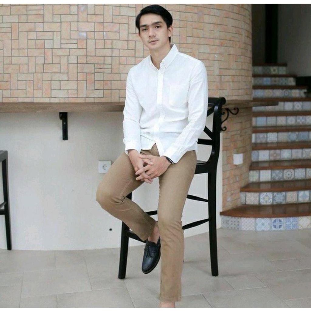 KEMEJA PRIA MENS POLOSAN LENGAN PANJANG COOLMAN PAKIAN PRIA CASUAL PAKAIAN DINAS PNS KERJA