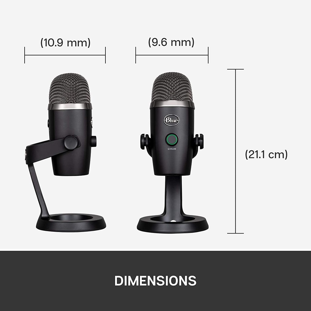 BLUE Microphones Yeti NANO - Premium USB Microphone - All Black - Mikrofon untuk Podcast &amp; Rekaman