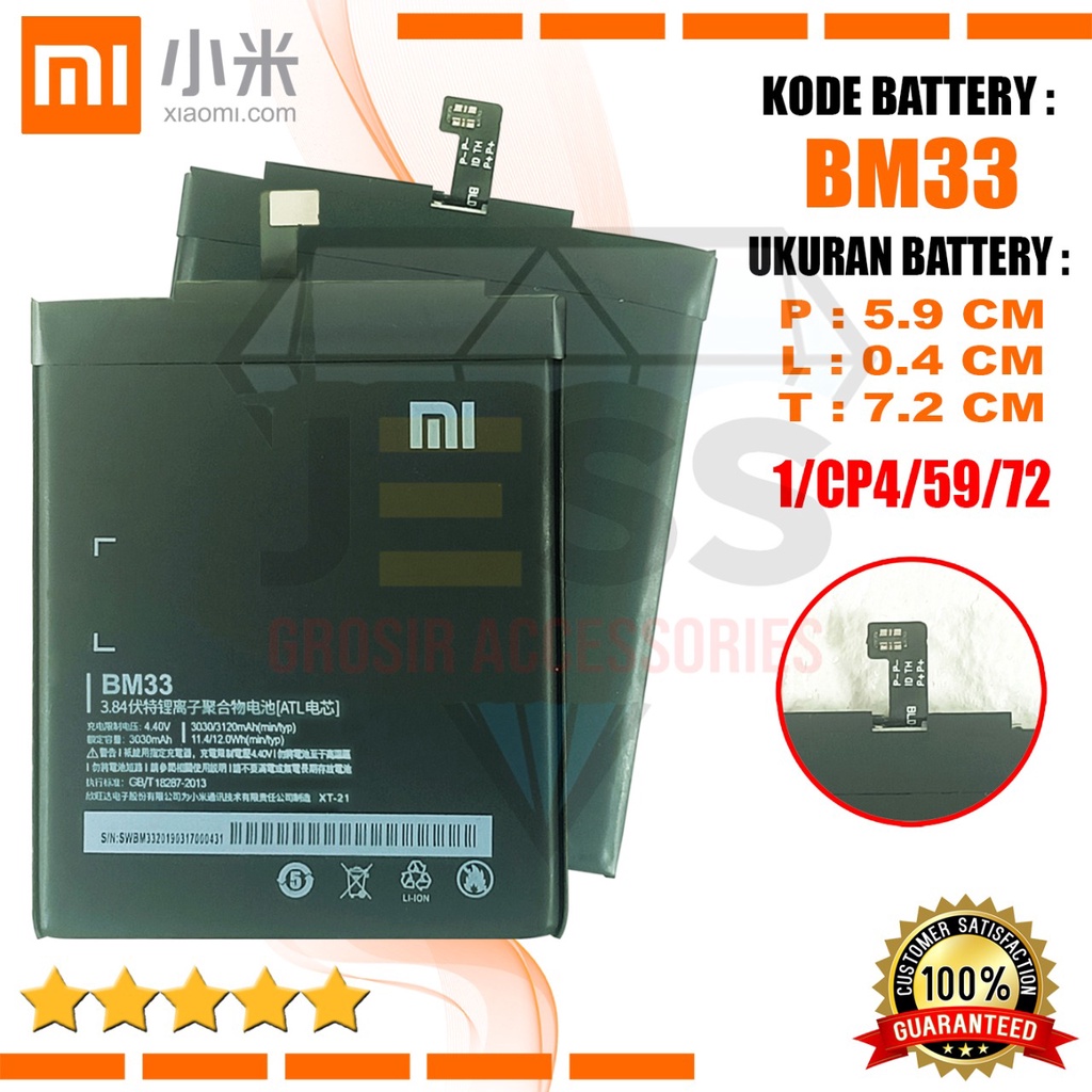 Baterai Battery Original Xiaomi BM33 &amp; BM-33 For type HP Batre Mi 4i - Mi4i