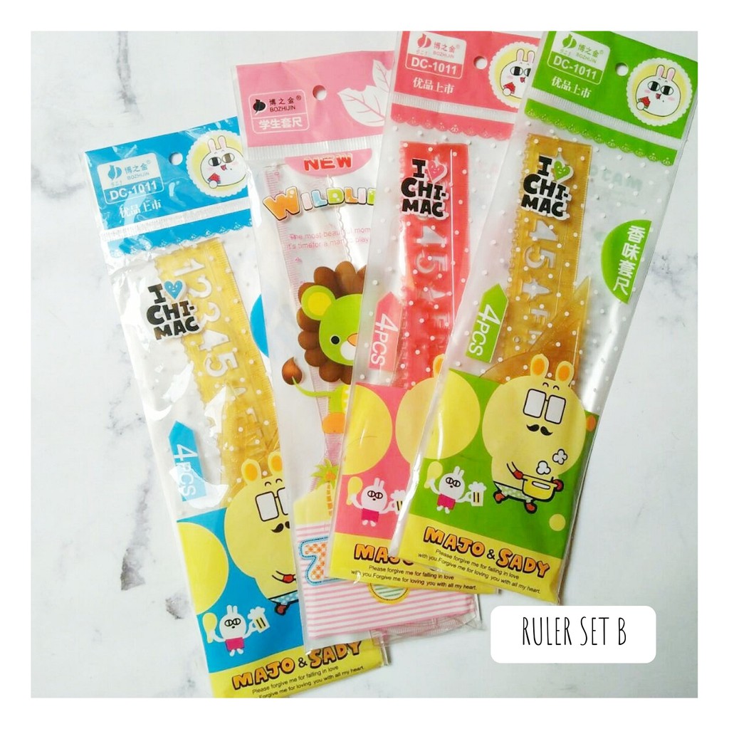

Penggaris set Fancy / Penggaris Anak / Penggaris set isi 4