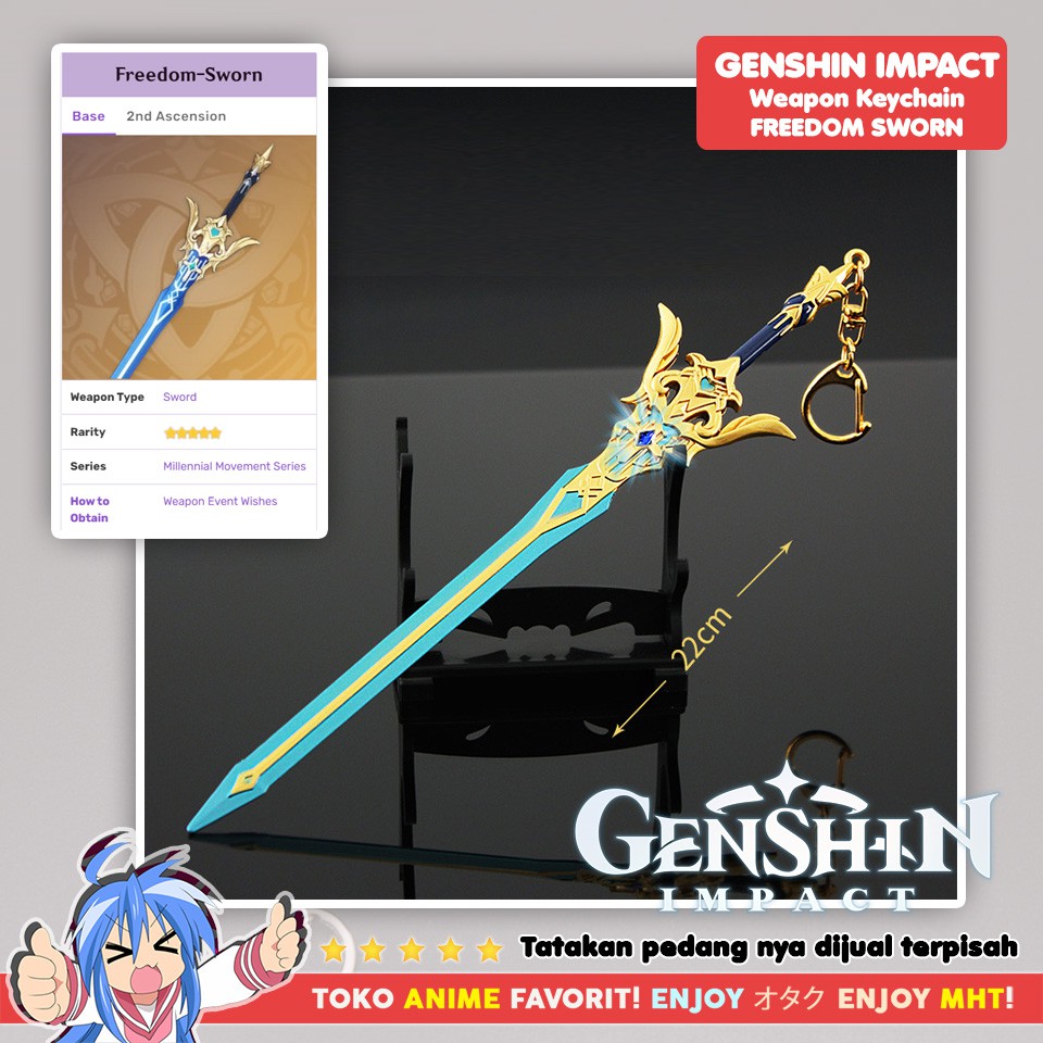Gantungan Kunci Senjata Genshin Impact Freedom Sworn Pedang Sword